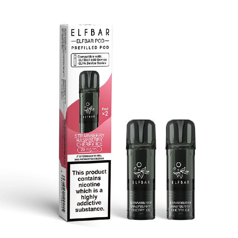 Elf Bar 600 Prefilled Vape Pods - Strawberry Raspberry Cherry Ice
