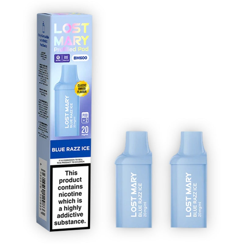 Lost Mary BM600 Prefilled Vape Pods - Blue Razz Ice x2
