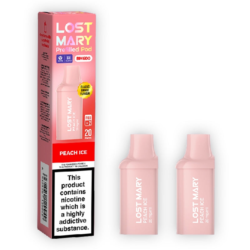 Lost Mary BM600 Prefilled Vape Pods - Peach Ice x2