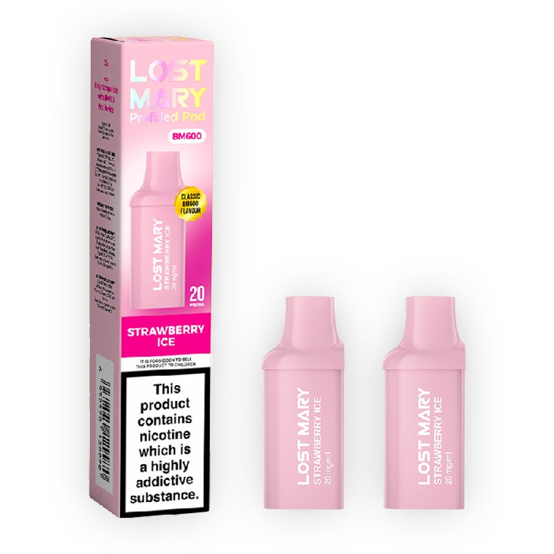 Lost Mary BM600 Prefilled Vape Pods - Strawberry Ice x 2