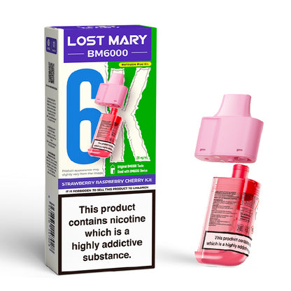 Lost Mary BM6000 Prefilled Vape Pods - Strawberry Raspberry Cherry Ice