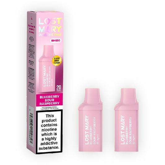 Lost Mary BM600 Prefilled Vape Pods - Blueberry Sour Raspberry x 2