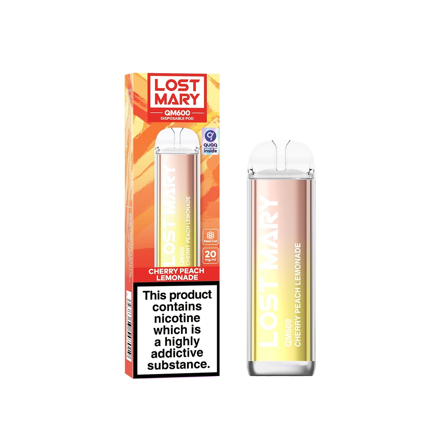 Lost Mary QM600 (Mesh Coil) Disposable Vape Pen - Cherry Peach Lemonade